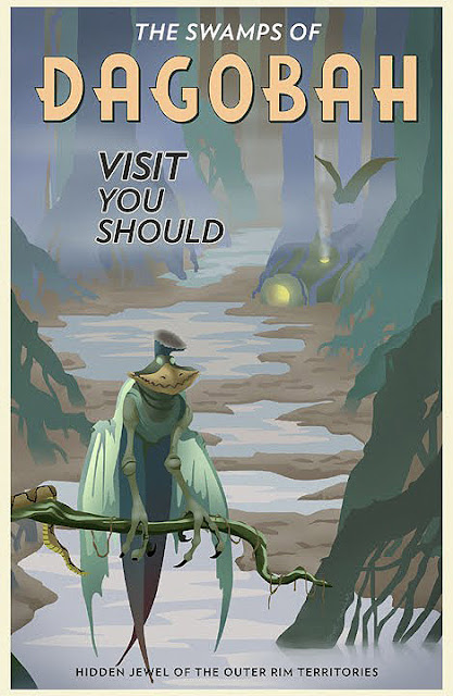 star wars vintage style travel poster Swamps of Degobah