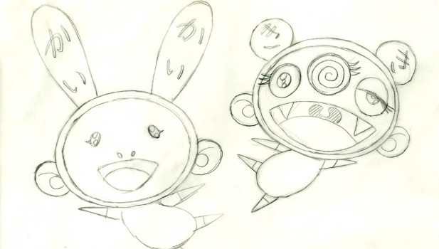 Murakami's initial production sketch for the Balloons