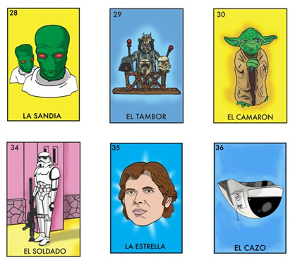 Space Loteria Mexican Bingo cards