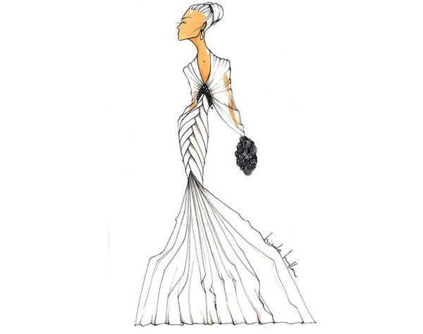 Nicole Miller dress sketch for kate middleton