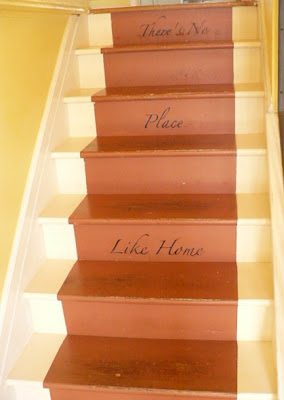painted words on stair risers