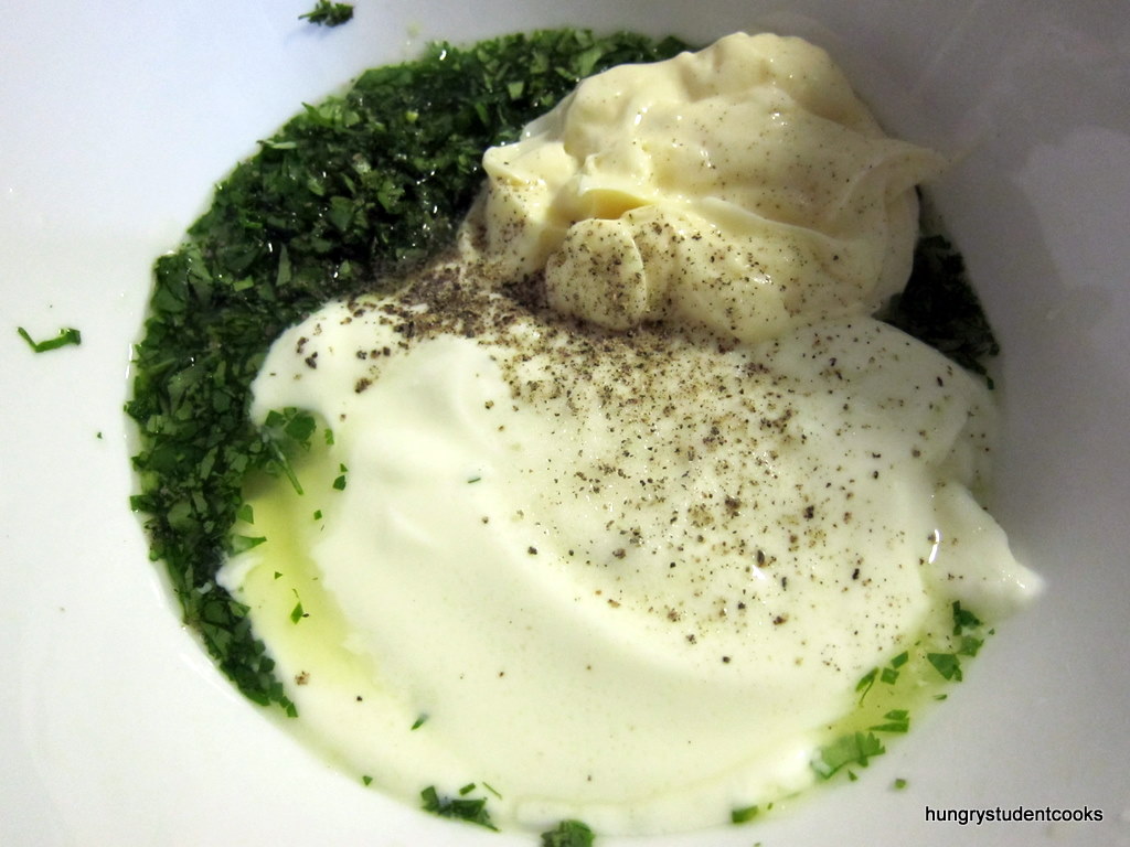 The Hungry Student Cooks Creamy Coriander Lemon Dipping Sauce