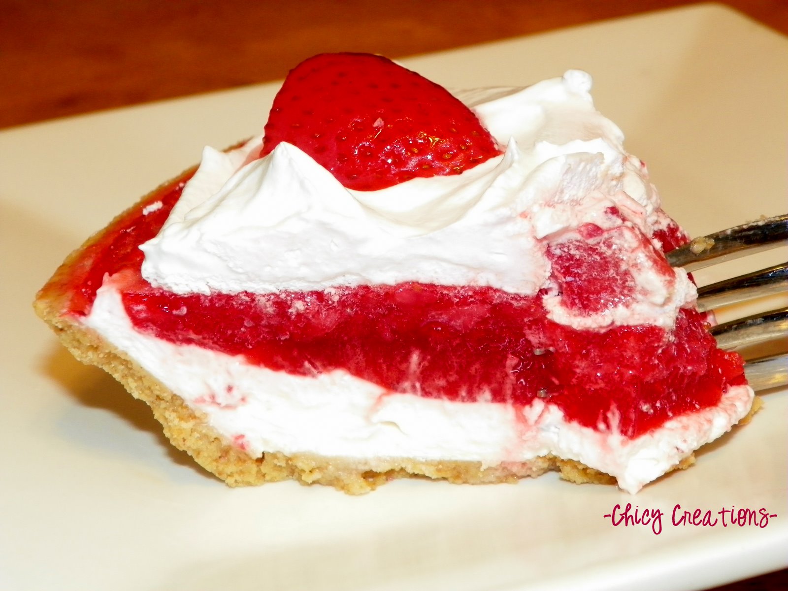 Chicy Creations Layered Strawberry Gelatin Cheesecake