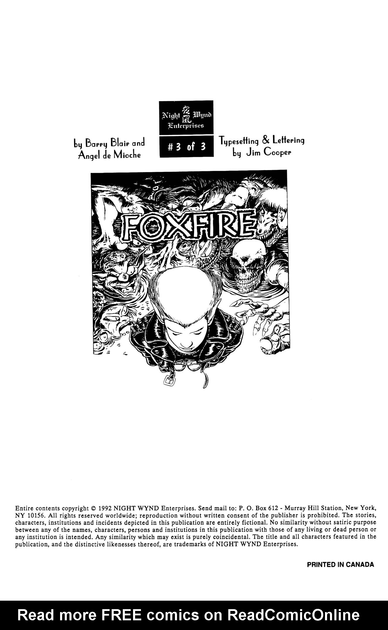 Read online Foxfire (1992) comic -  Issue #3 - 2