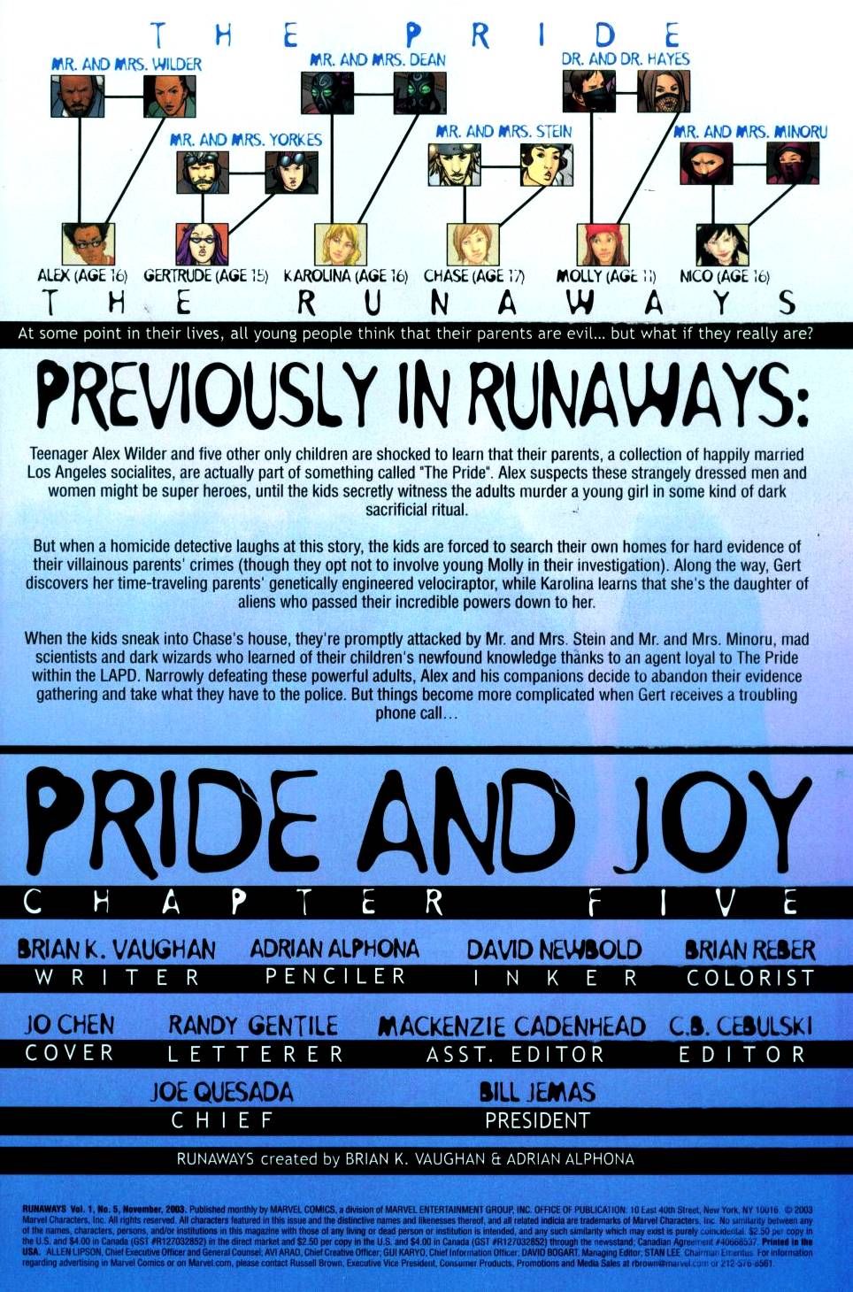 Read online Runaways (2003) comic -  Issue #5 - 2