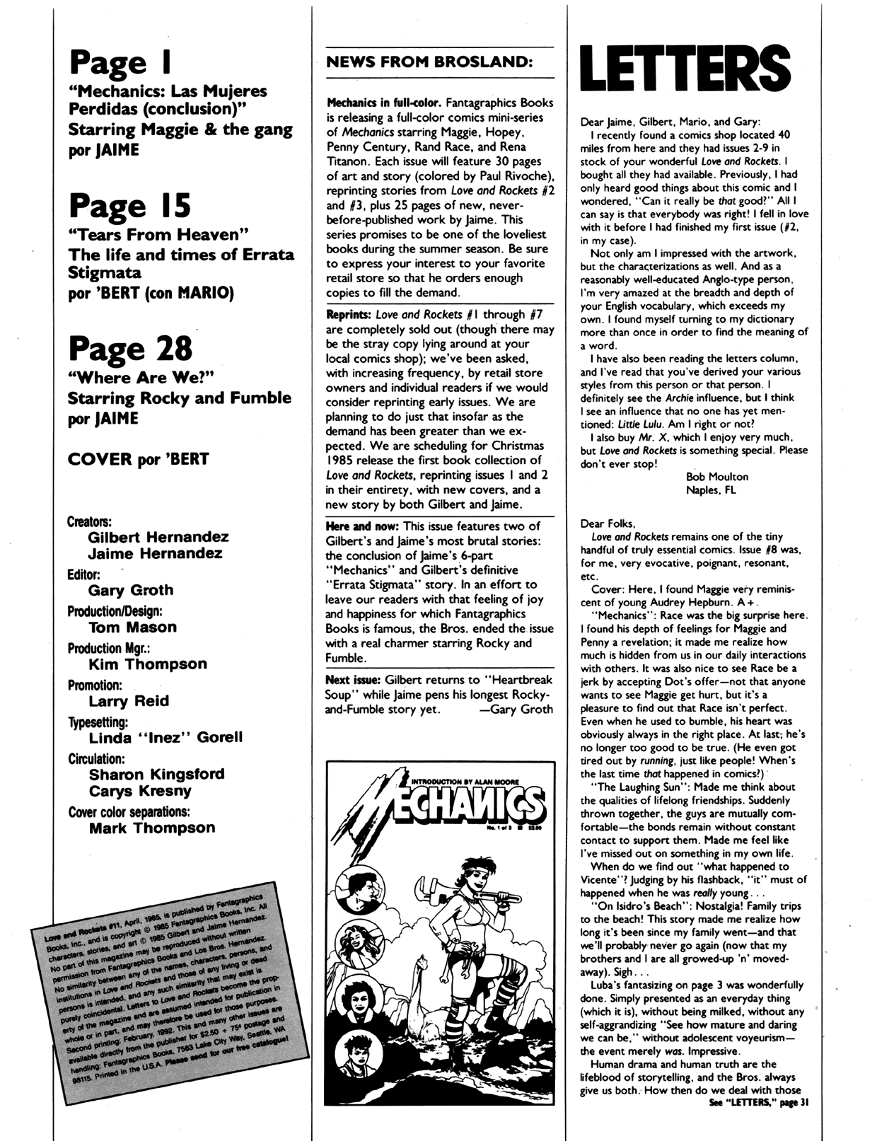Read online Love and Rockets (1982) comic -  Issue #11 - 2