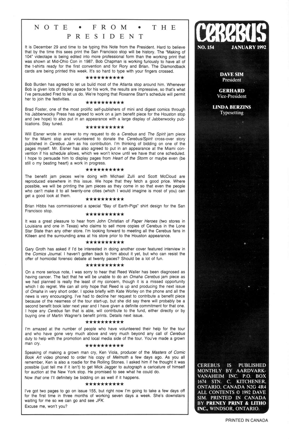 Read online Cerebus comic -  Issue #154 - 2