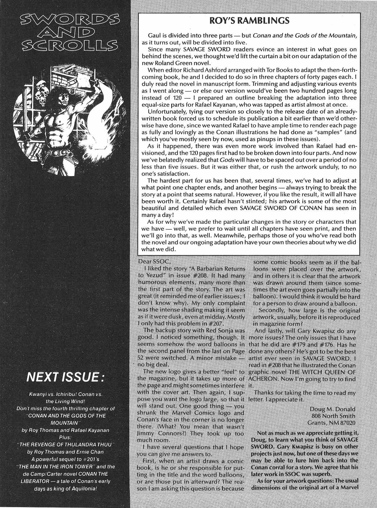 Read online The Savage Sword Of Conan comic -  Issue #213 - 63
