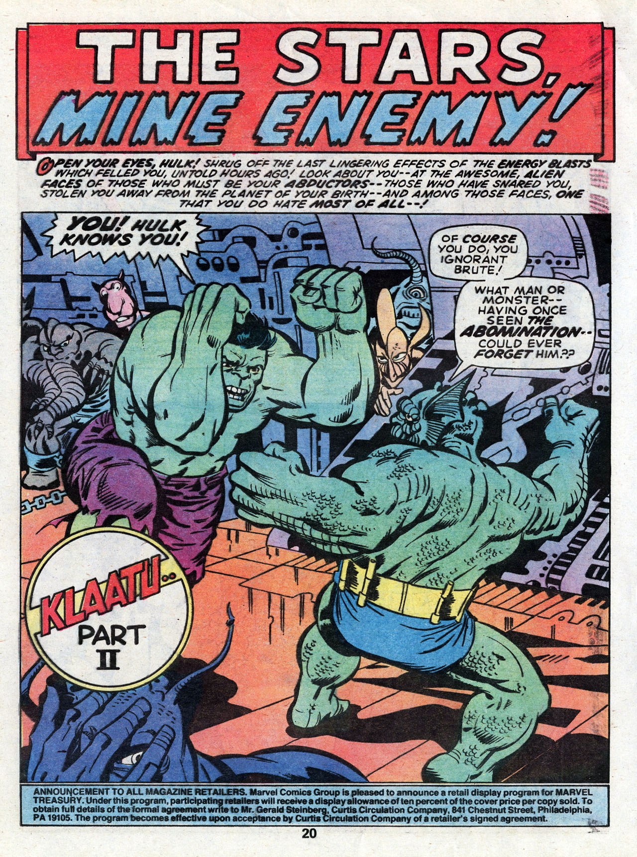 Read online Marvel Treasury Edition comic -  Issue #20 - 22