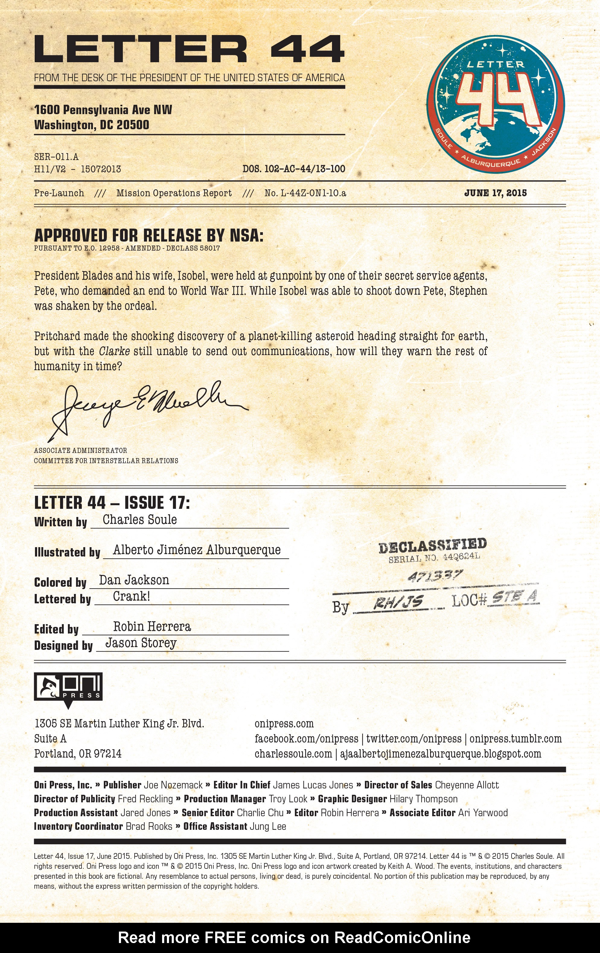 Read online Letter 44 comic -  Issue #17 - 2
