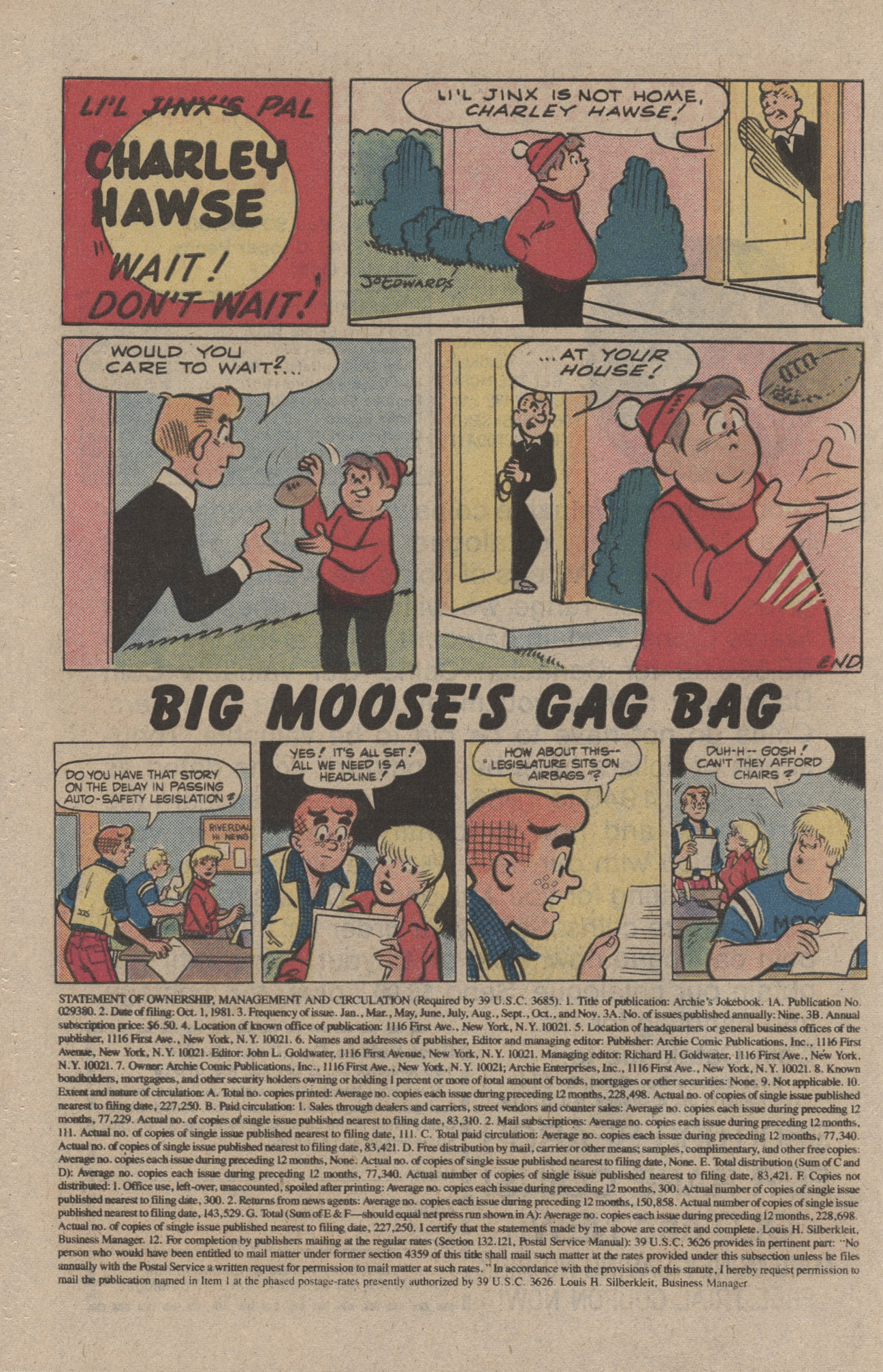 Read online Archie's Joke Book Magazine comic -  Issue #285 - 10