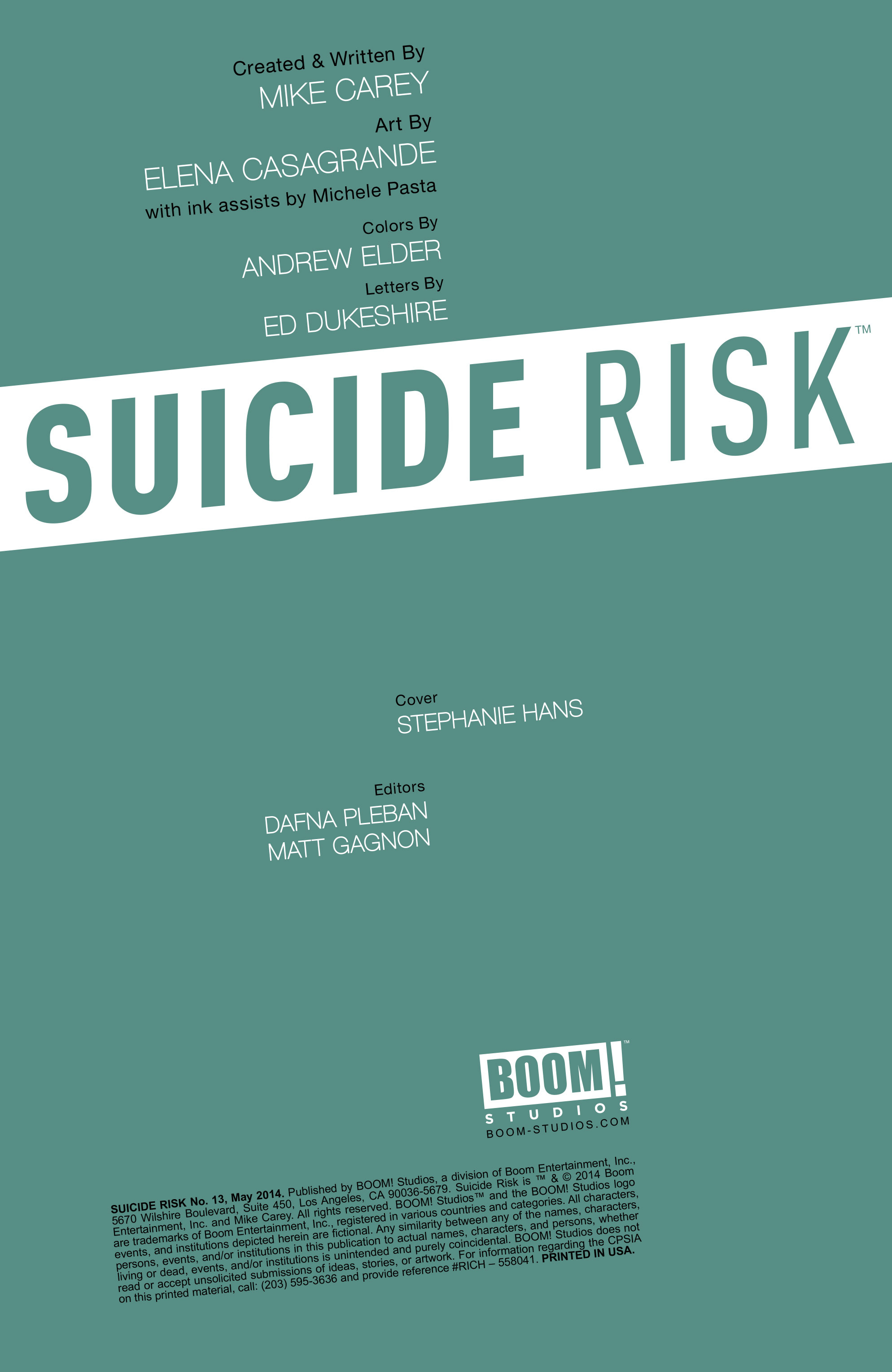 Read online Suicide Risk comic -  Issue #13 - 2