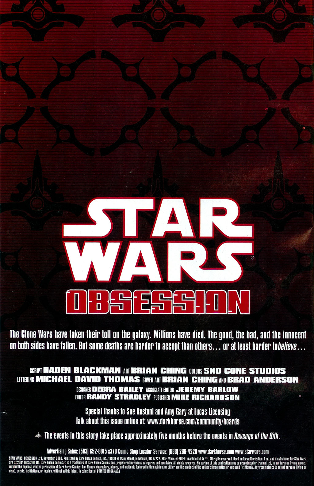 Read online Star Wars: Obsession comic -  Issue #1 - 2