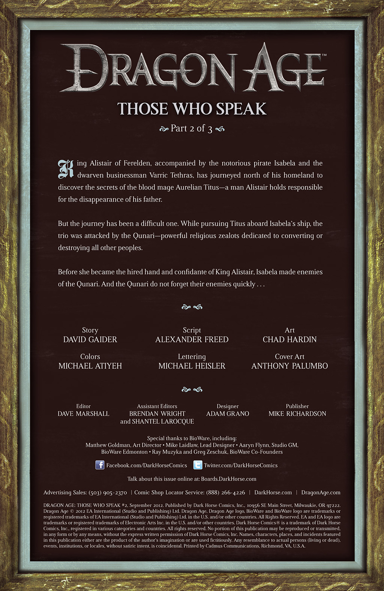 Read online Dragon Age: Those Who Speak comic -  Issue #2 - 2