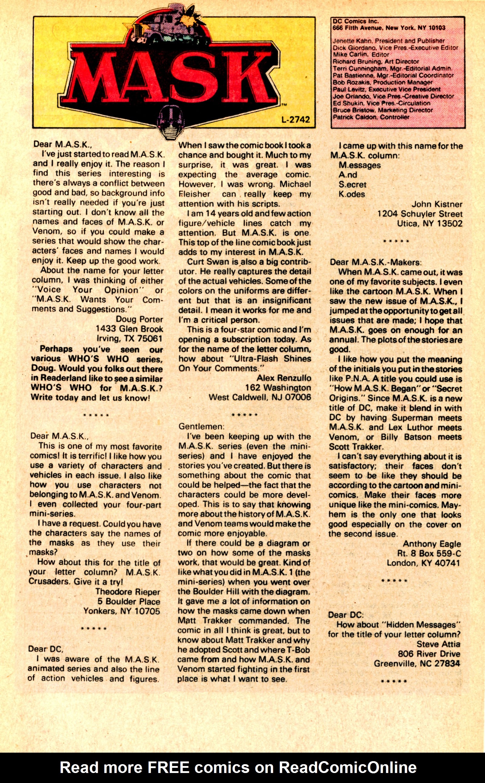 Read online MASK (1987) comic -  Issue #6 - 33