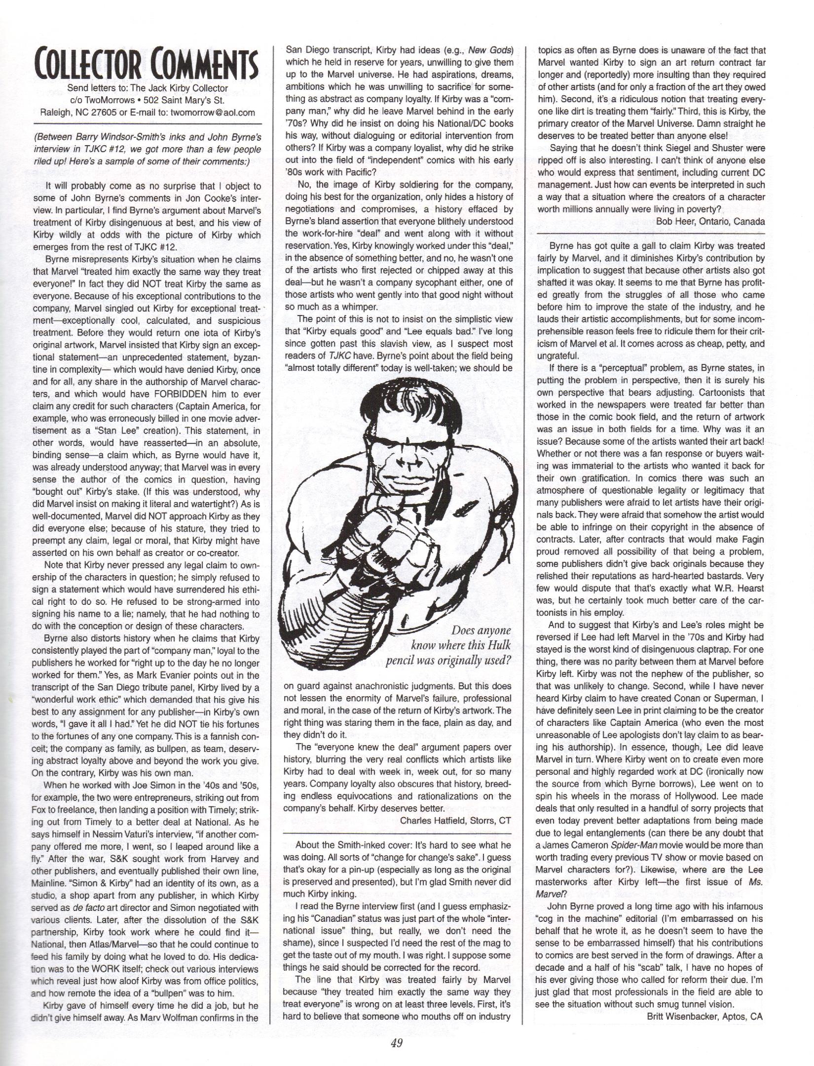 Read online The Jack Kirby Collector comic -  Issue #13 - 49