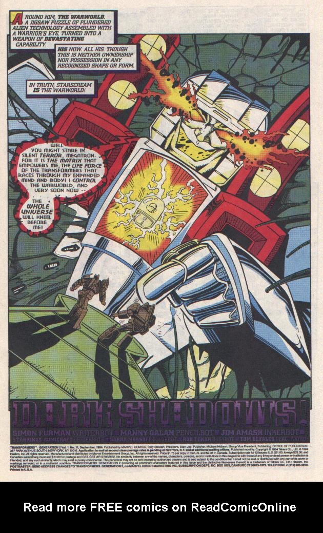 Read online Transformers: Generation 2 comic -  Issue #11 - 2