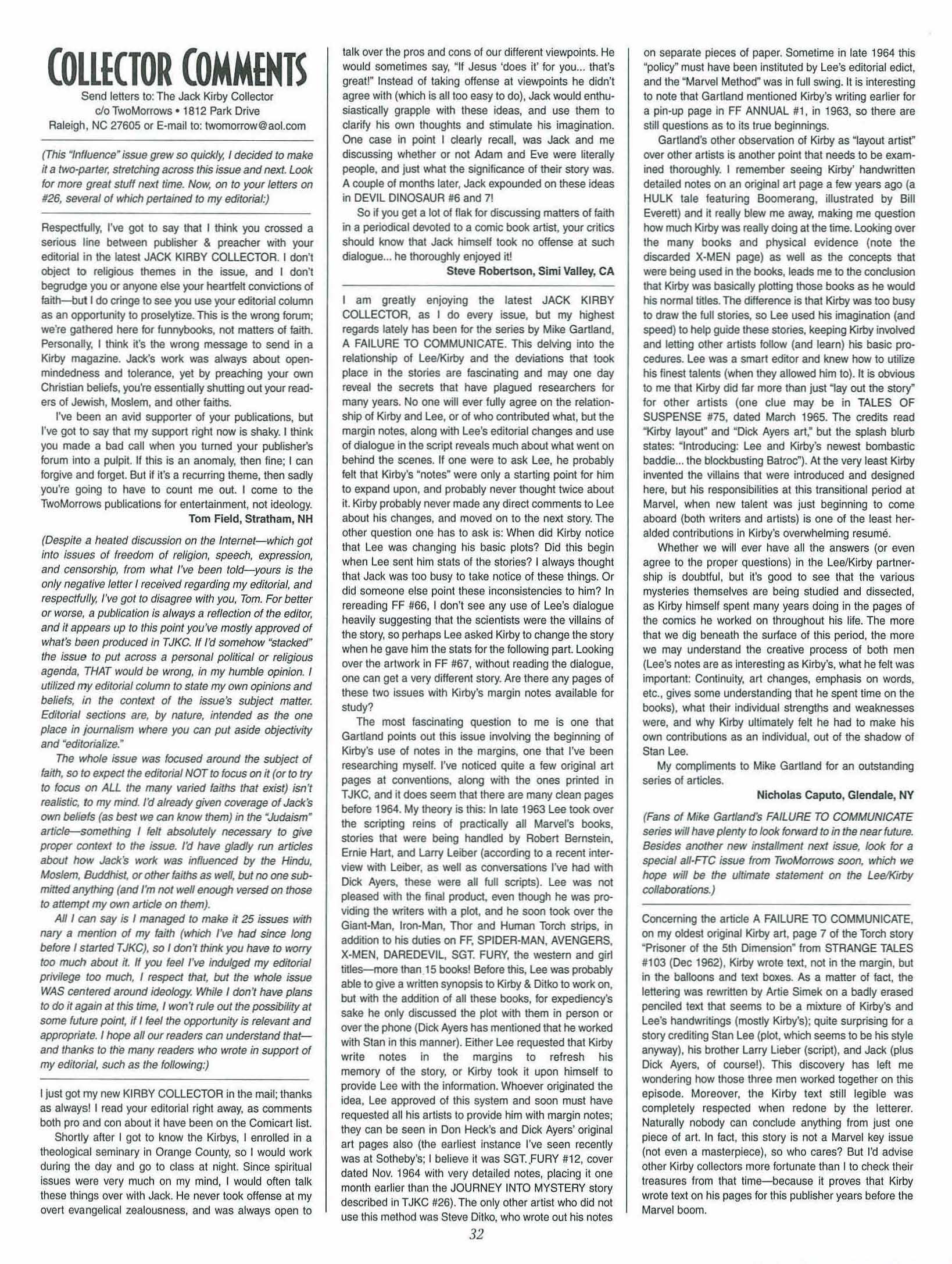 Read online The Jack Kirby Collector comic -  Issue #27 - 32