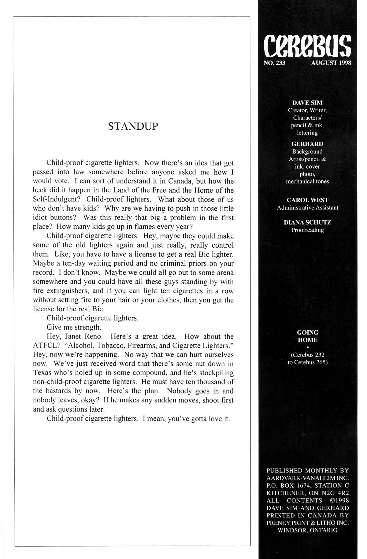 Read online Cerebus comic -  Issue #233 - 2