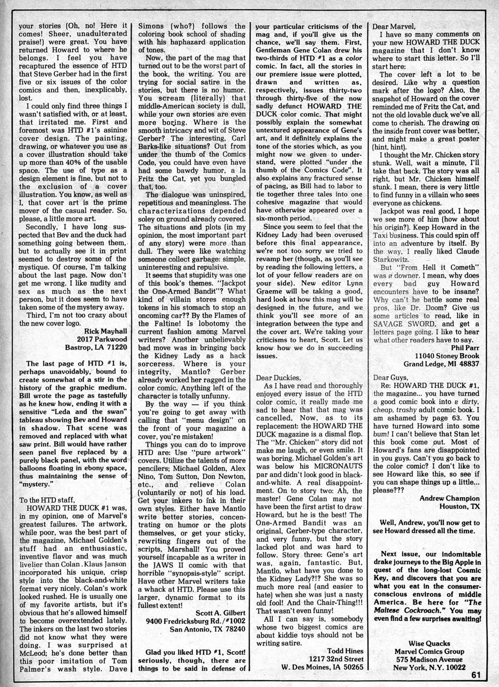Read online Howard the Duck (1979) comic -  Issue #3 - 61
