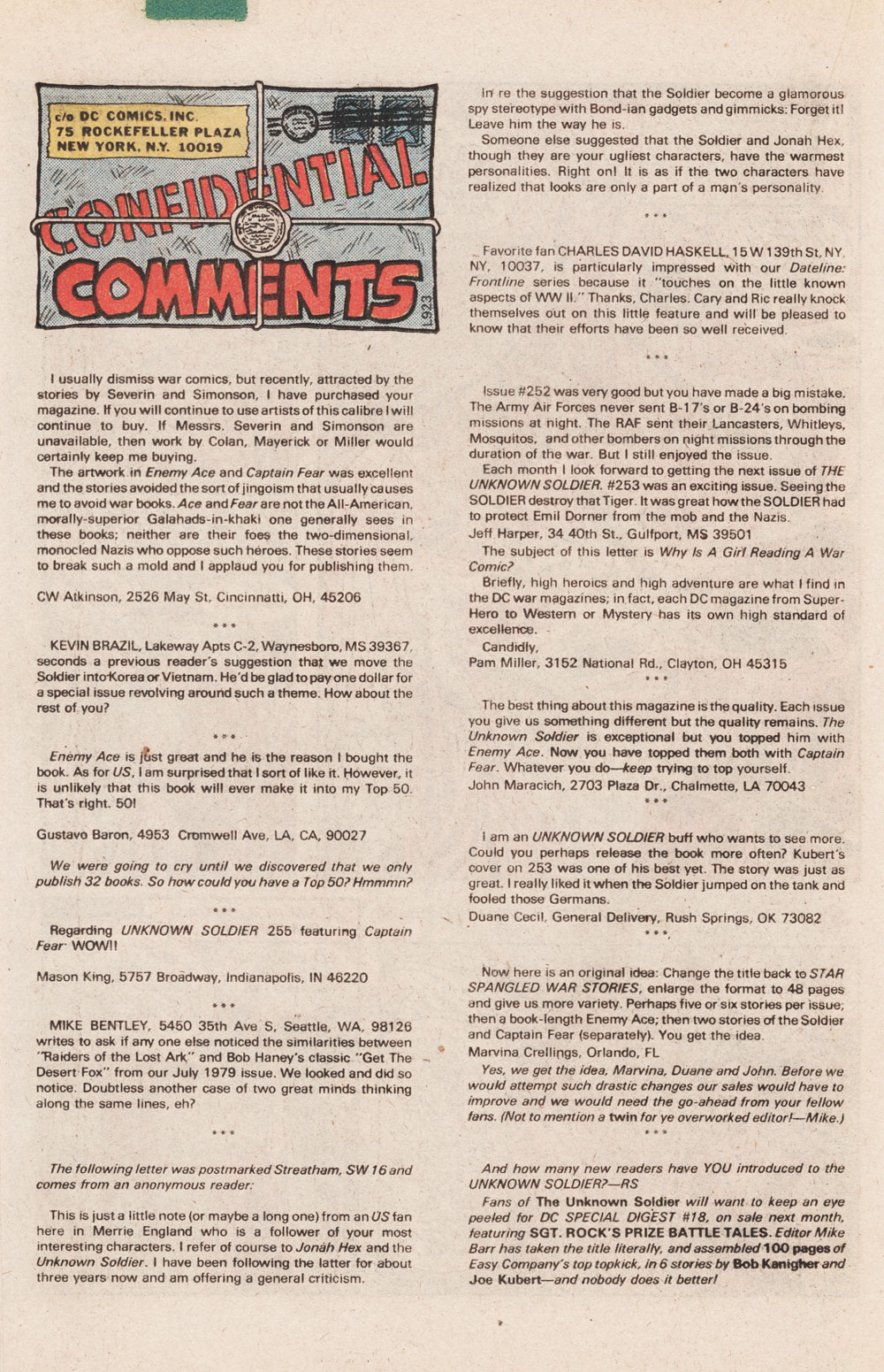 Read online Unknown Soldier (1977) comic -  Issue #261 - 18