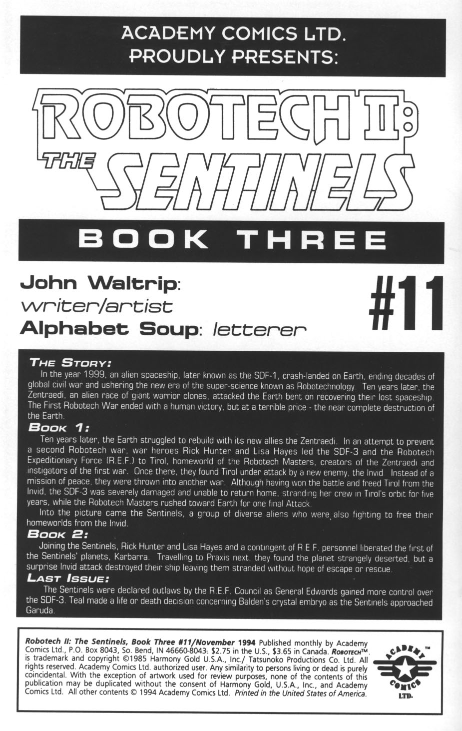 <{ $series->title }} issue Robotech II: The Sentinels Book 3 Issue #11 - Page 2