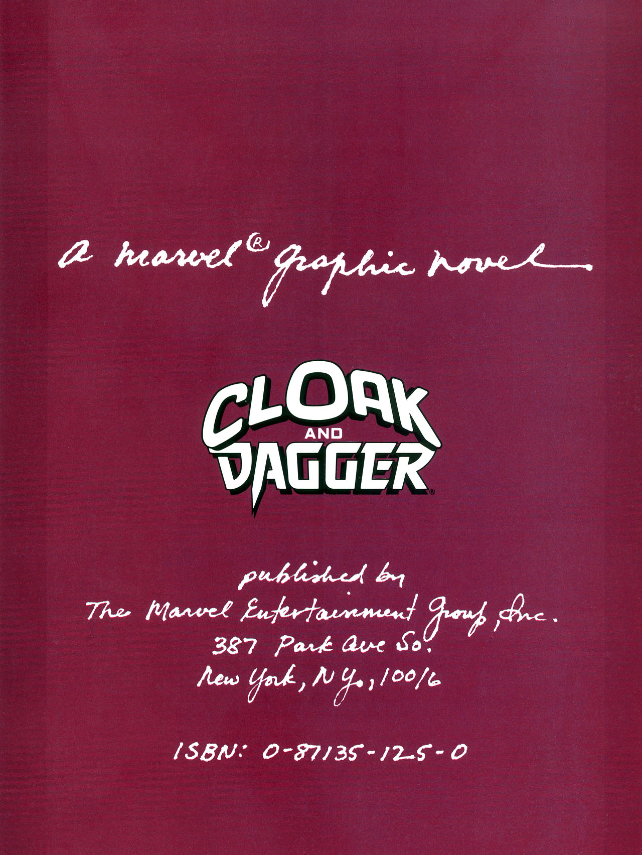 Read online Marvel Graphic Novel comic -  Issue #35 - Cloak & Dagger - Predator and Prey - 2