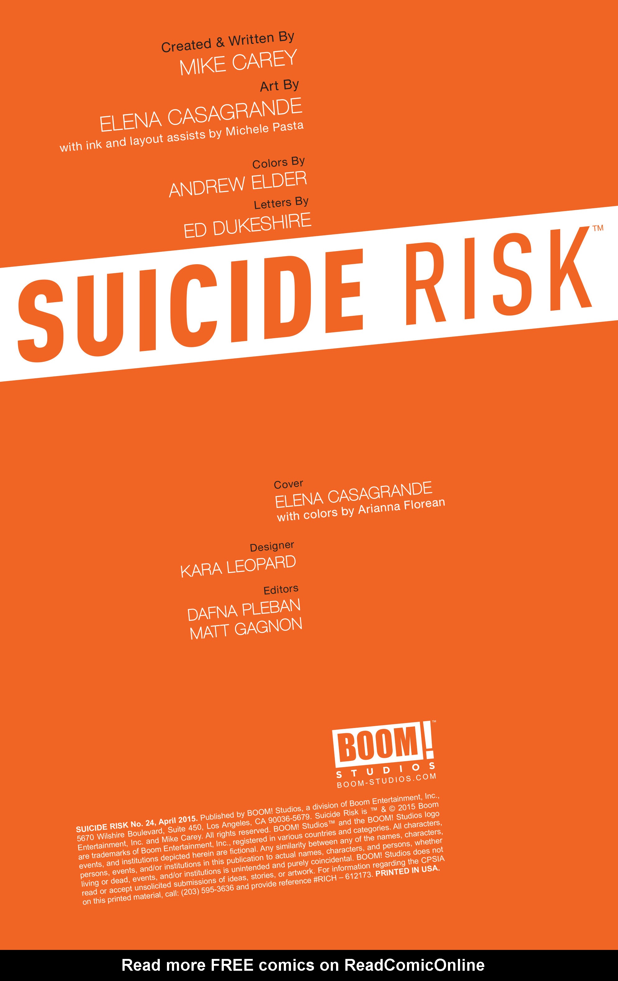Read online Suicide Risk comic -  Issue #24 - 2