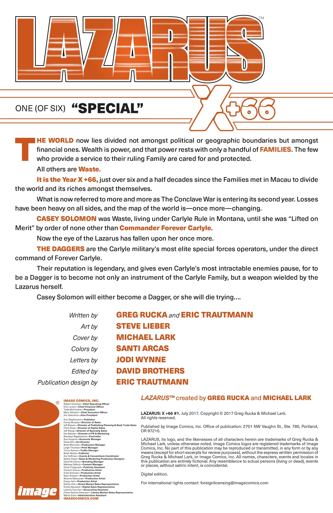Read online Lazarus: X  66 comic -  Issue #1 - 2