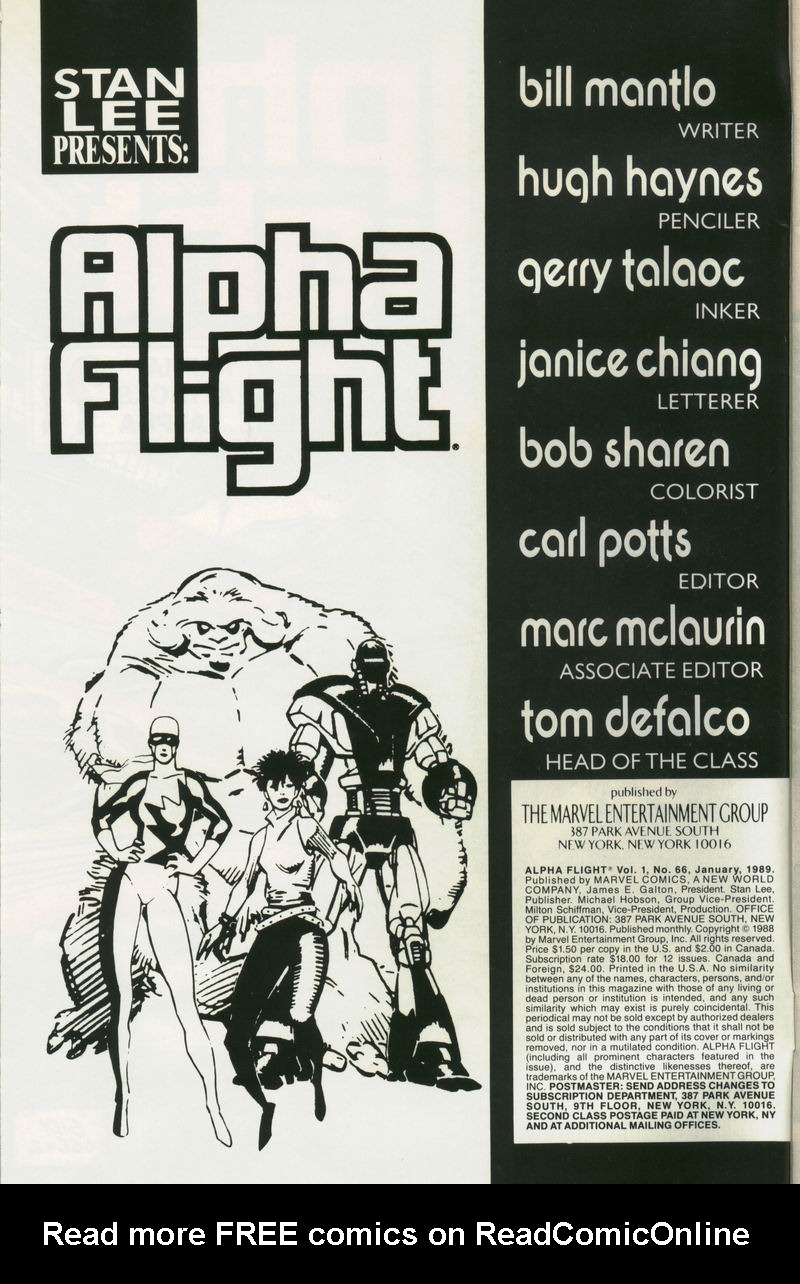 Read online Alpha Flight (1983) comic -  Issue #66 - 2