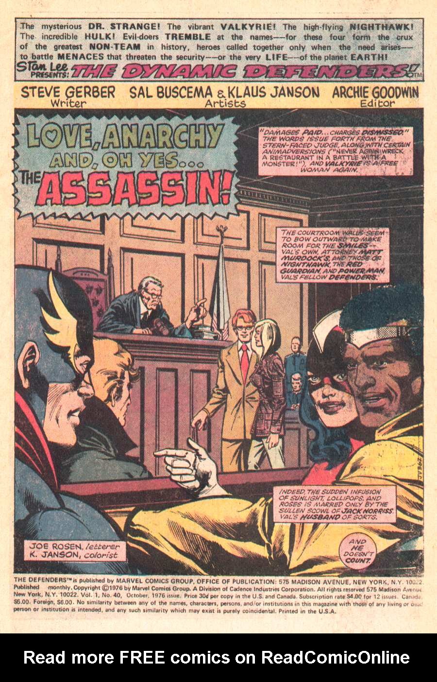 Read online The Defenders (1972) comic -  Issue #40 - 2