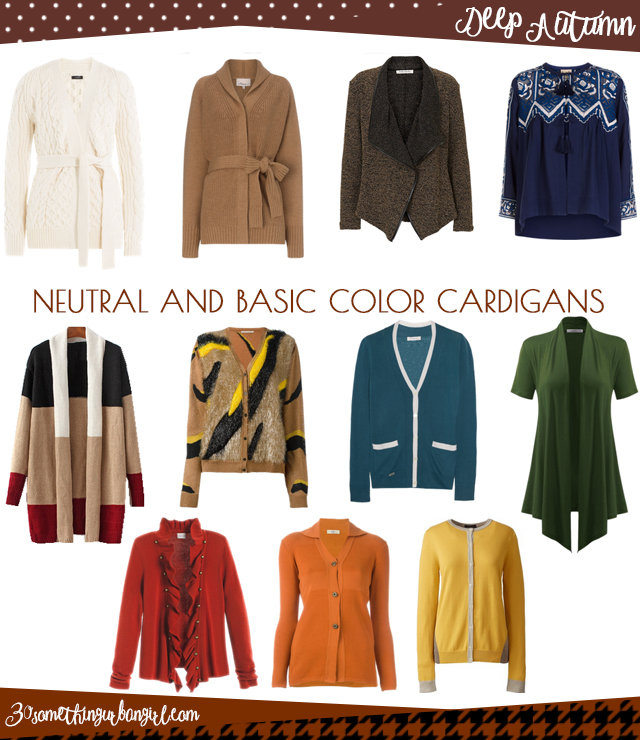 Wardrobe Essential: Neutral and basic color cardigans for Deep Autumn women by 30somethingurbangirl.com