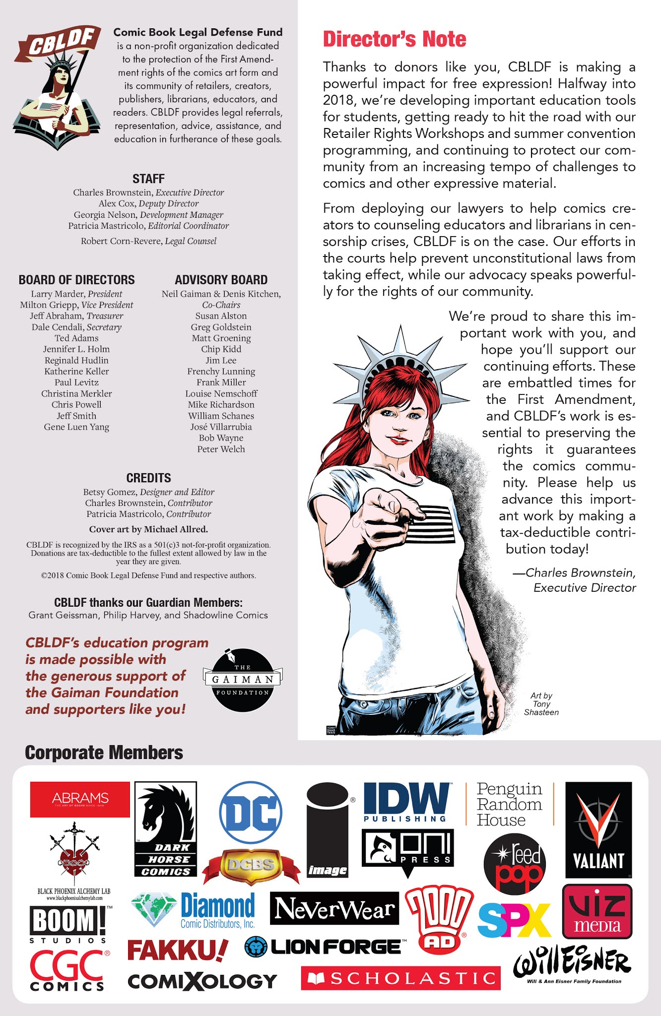 Read online Comic Book Legal Defense Fund Summer Update 2018 comic -  Issue # Full - 2
