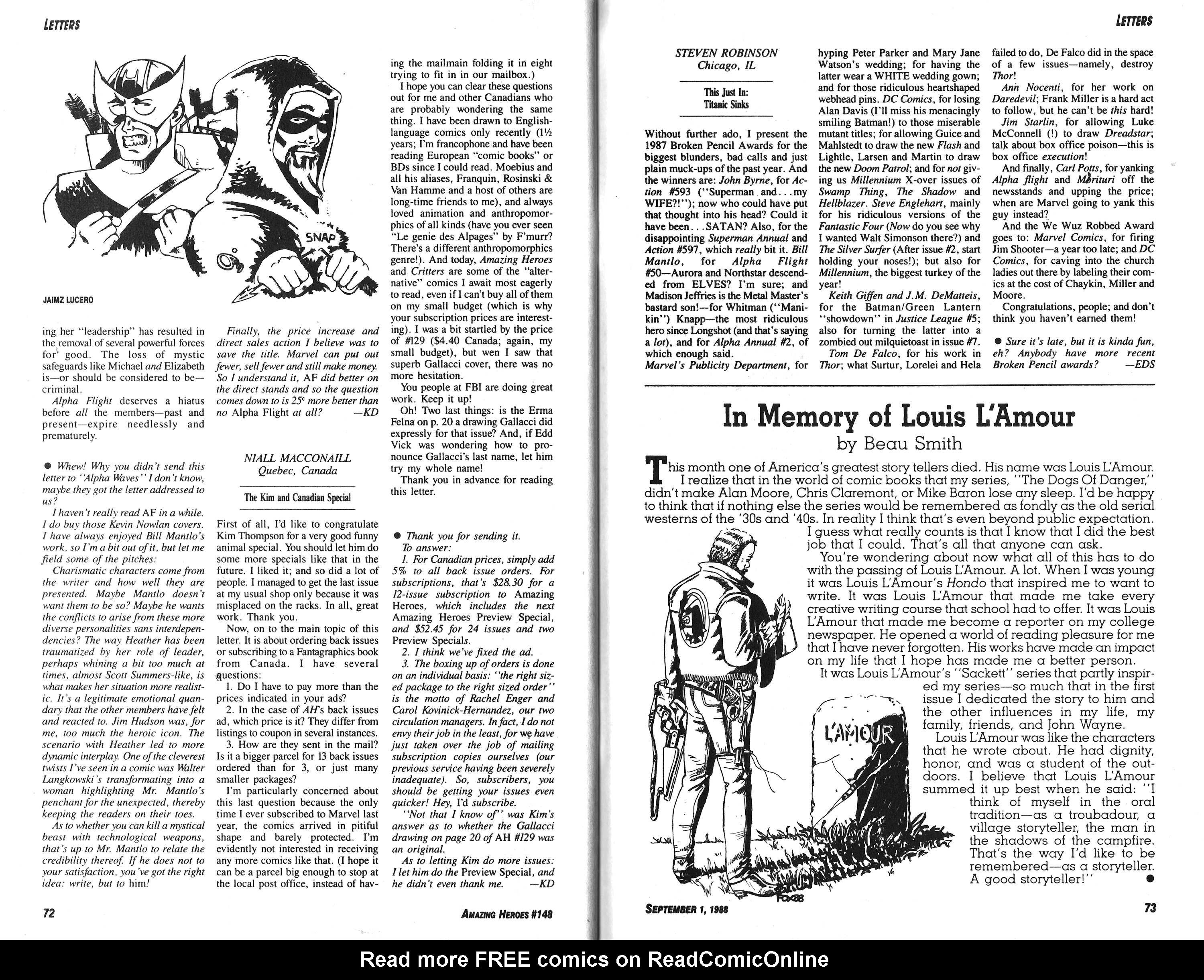 Read online Amazing Heroes comic -  Issue #148 - 37