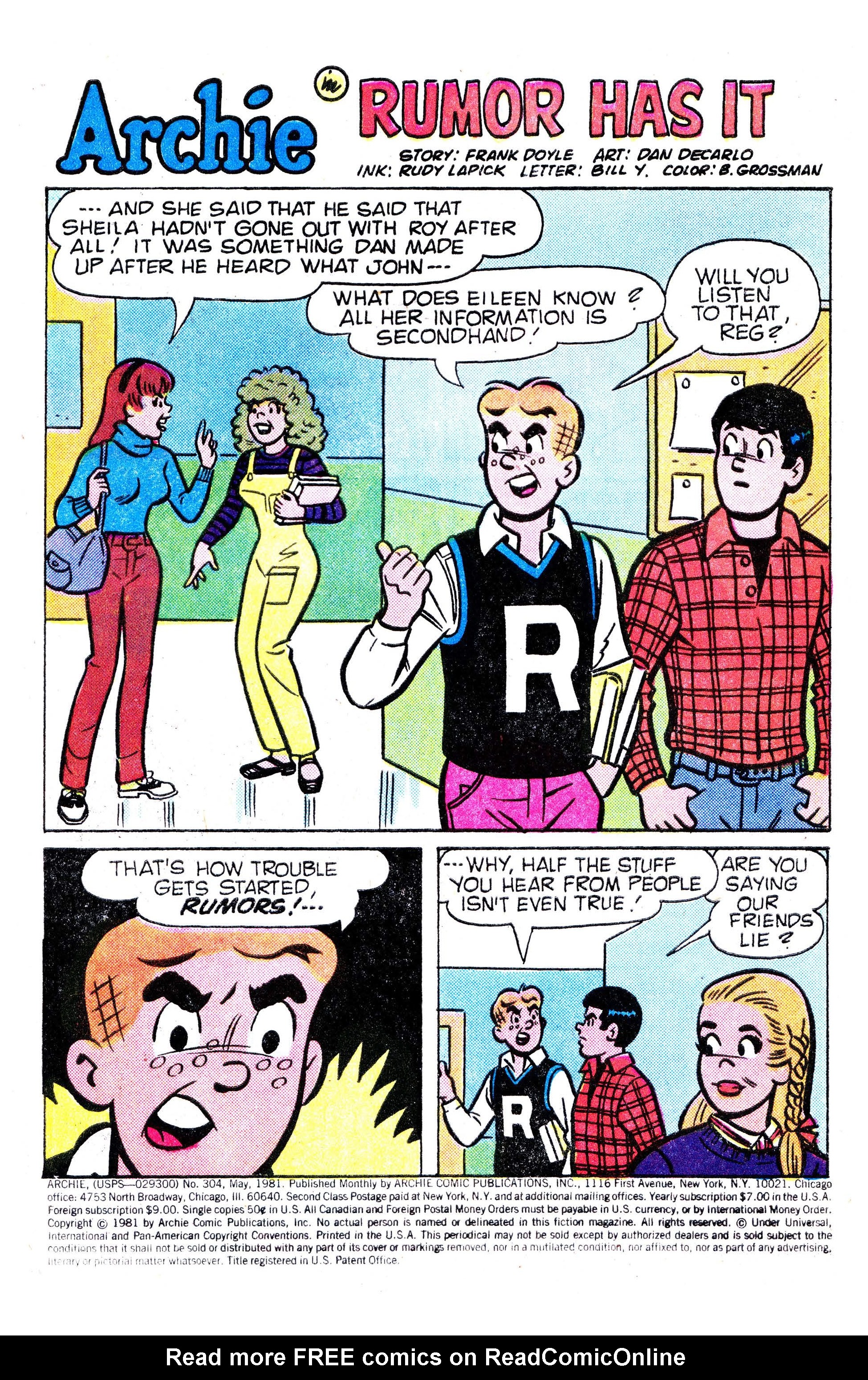 Read online Archie (1960) comic -  Issue #304 - 2