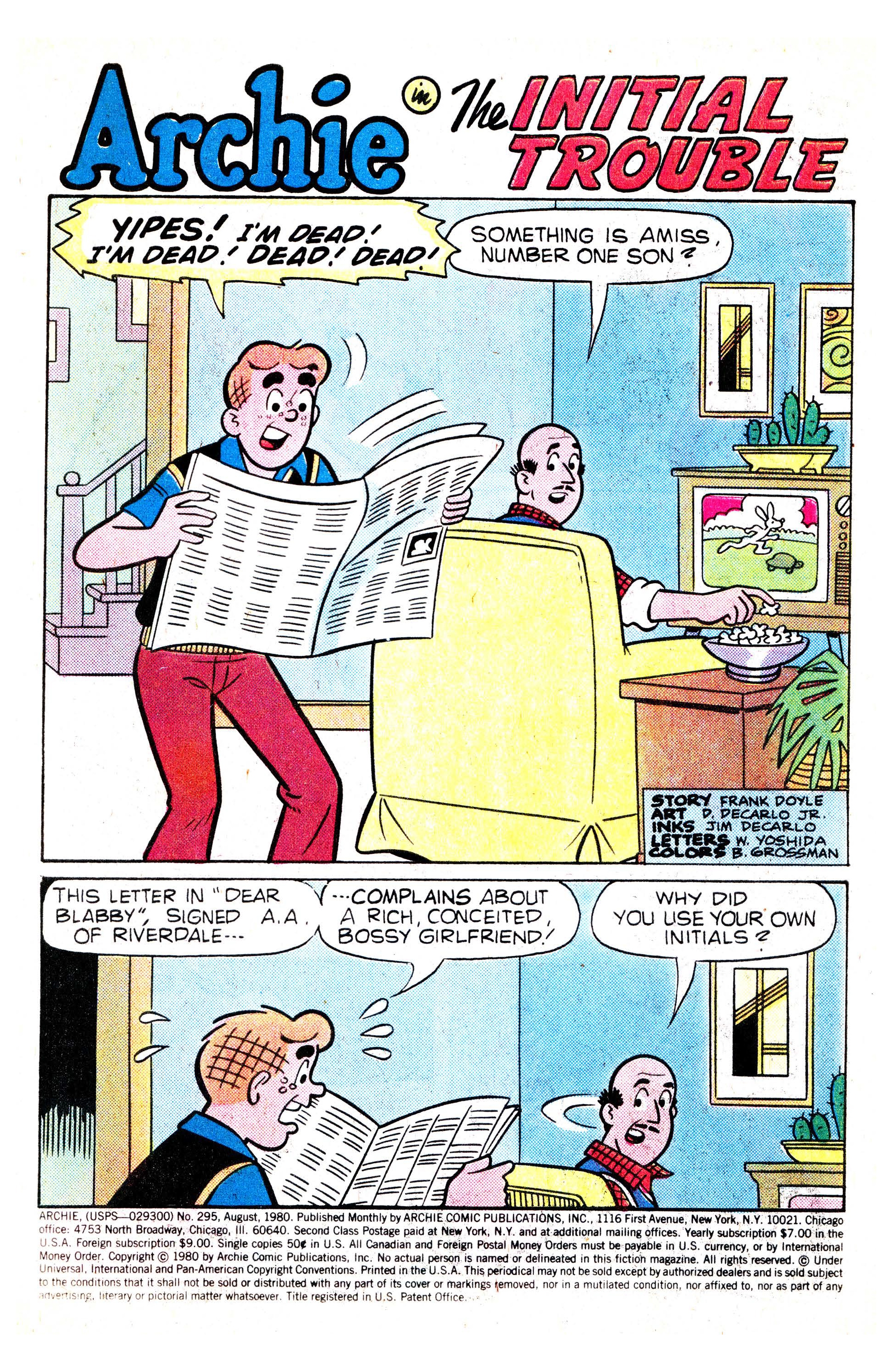 Read online Archie (1960) comic -  Issue #295 - 2