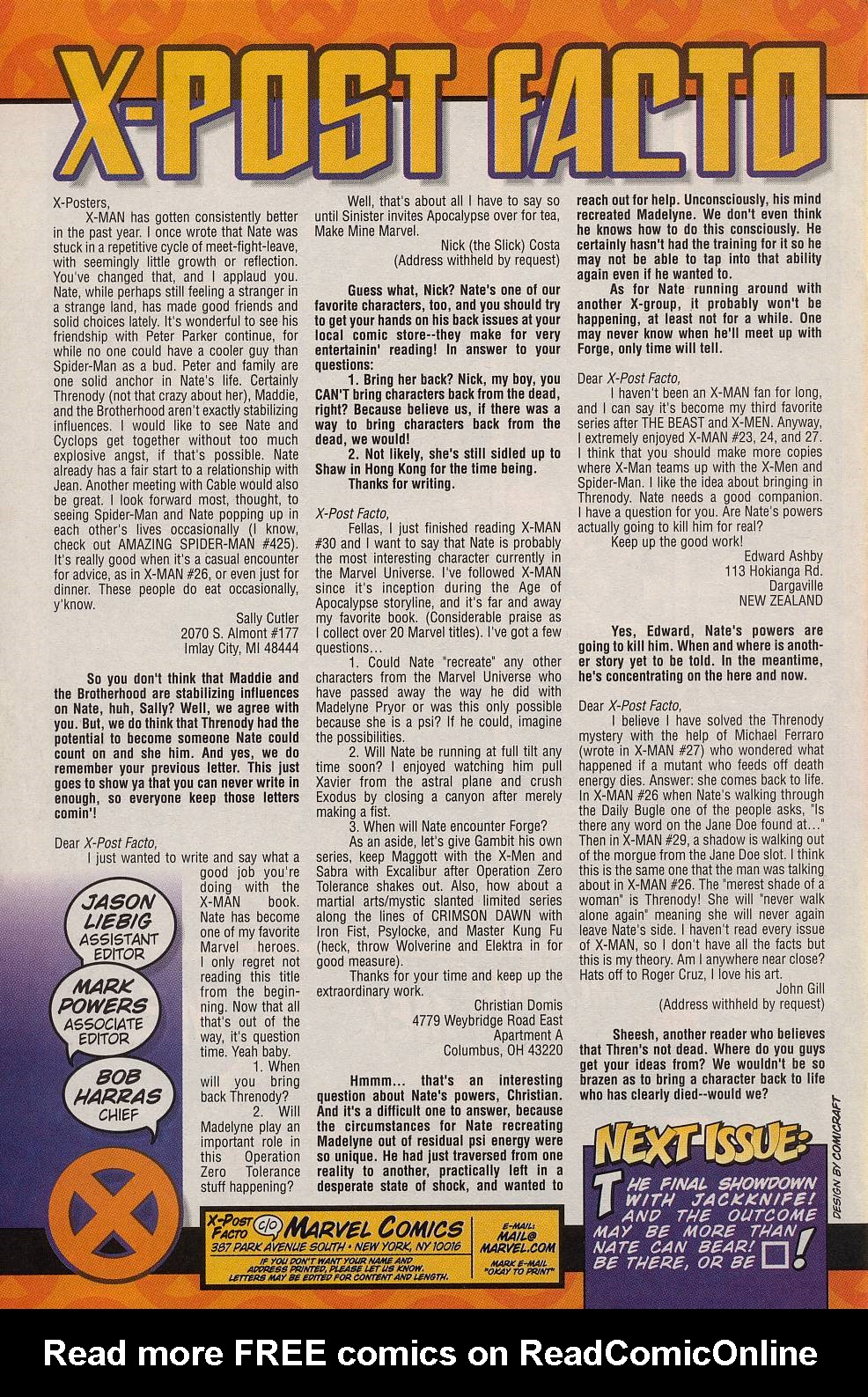 Read online X-Man comic -  Issue #32 - 22