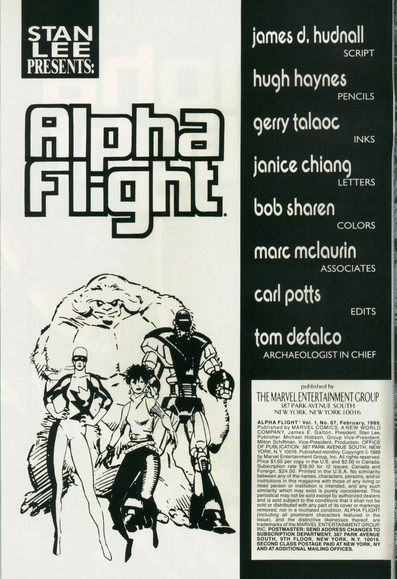 Read online Alpha Flight (1983) comic -  Issue #67 - 2