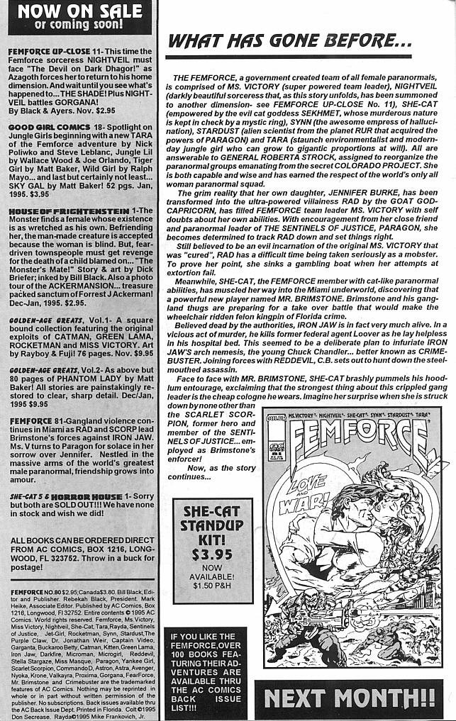 Read online Femforce comic -  Issue #80 - 2