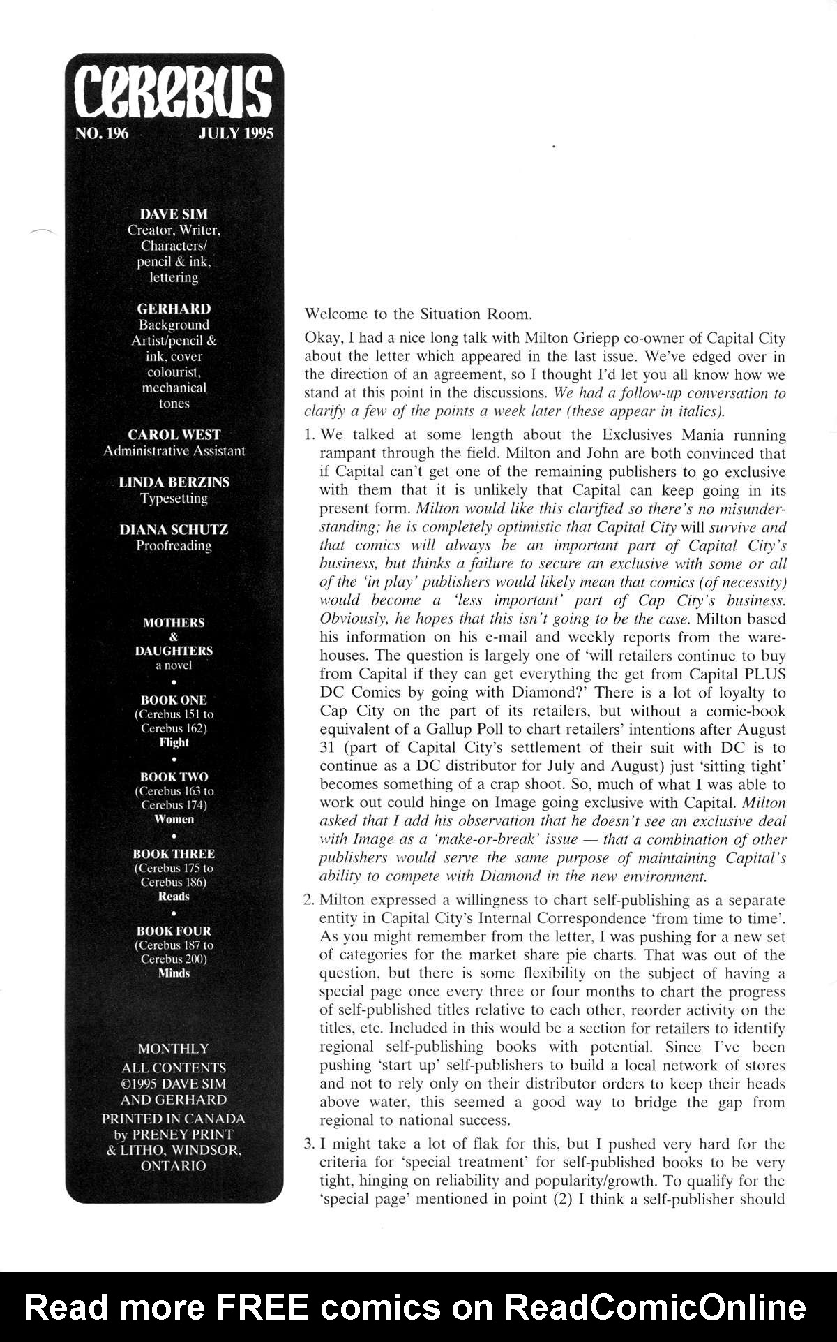 Read online Cerebus comic -  Issue #196 - 2