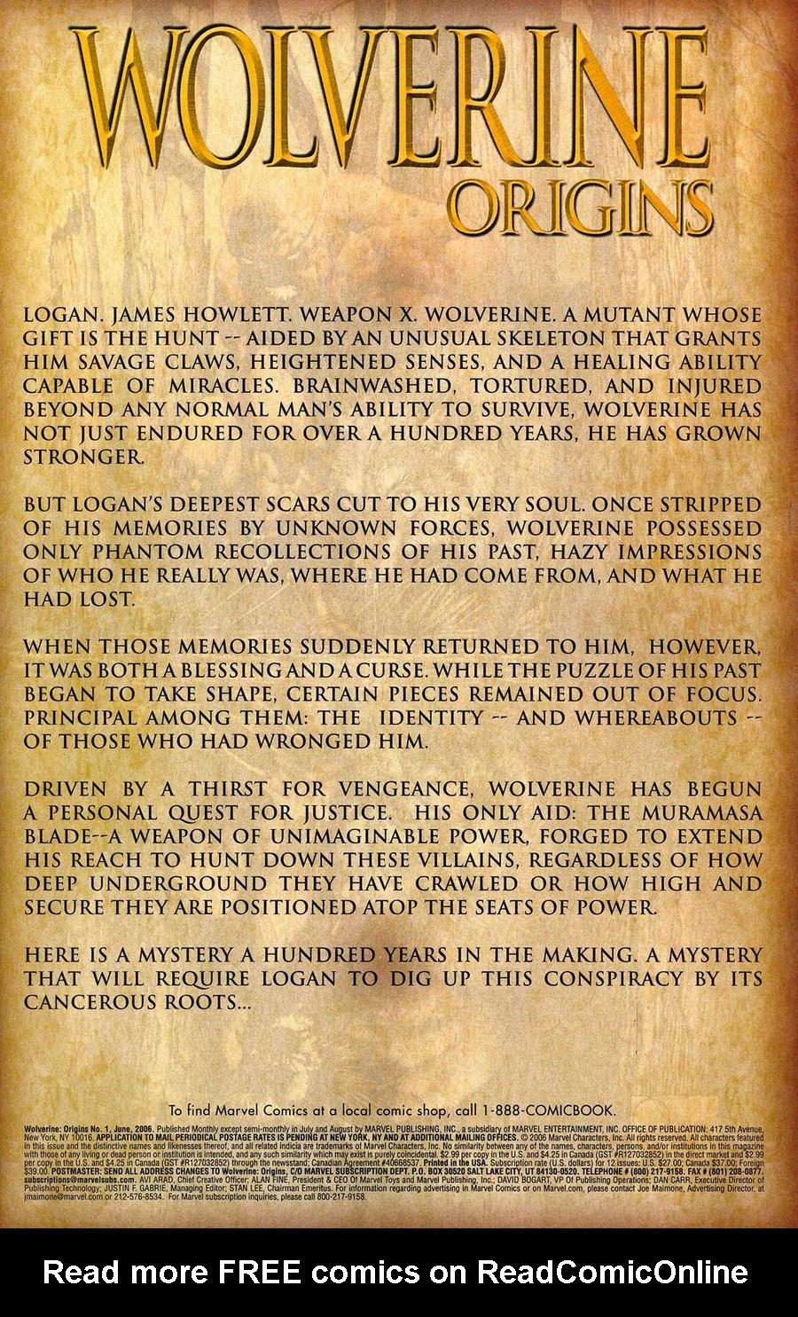 Read online Wolverine: Origins comic -  Issue #1 - 2