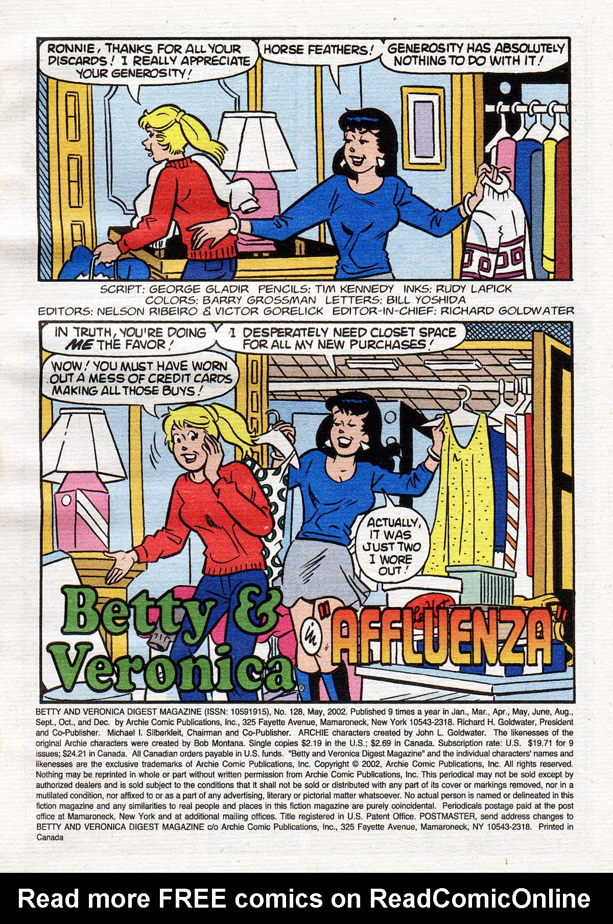 Read online Betty and Veronica Digest Magazine comic -  Issue #128 - 2