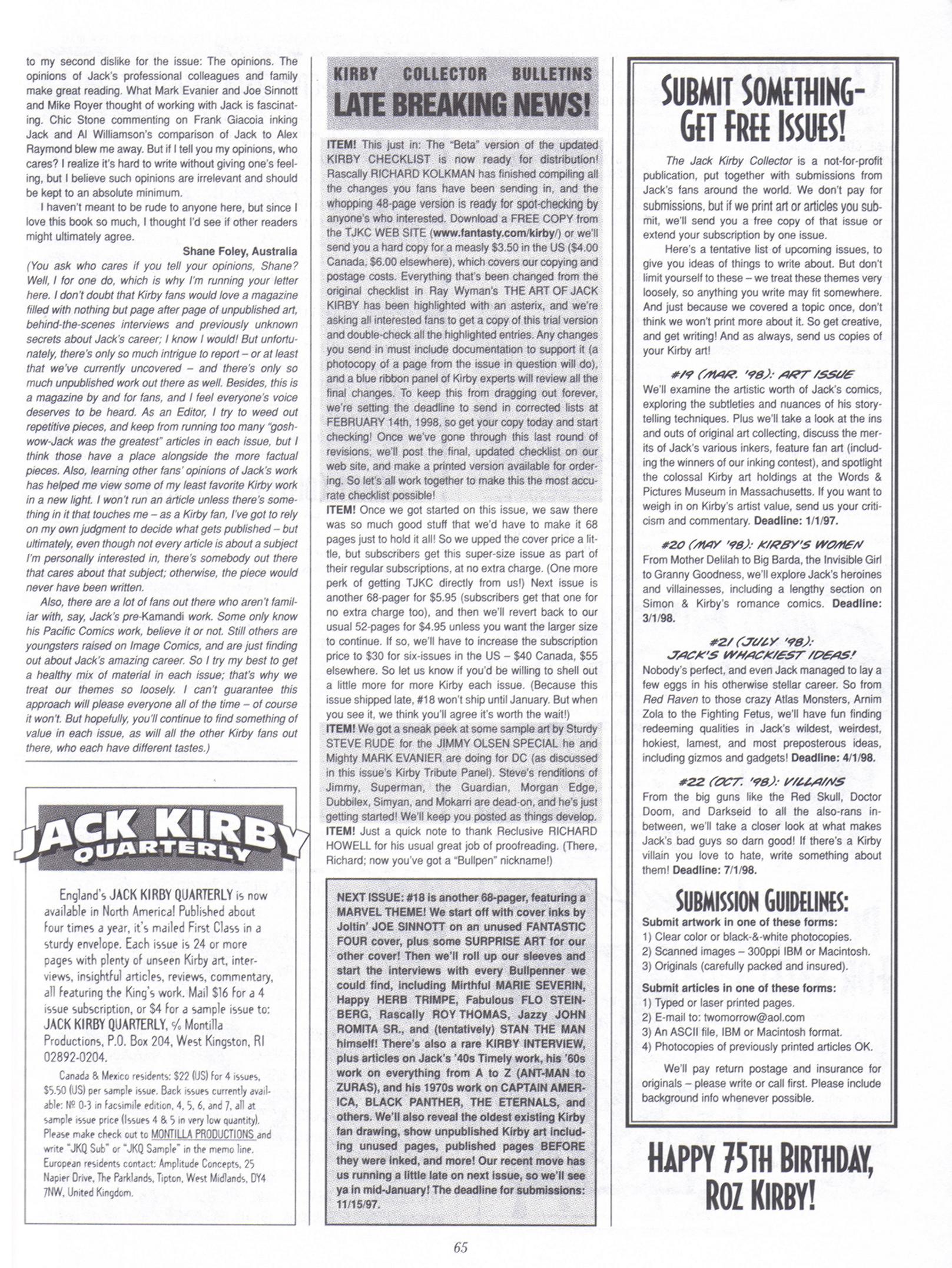 Read online The Jack Kirby Collector comic -  Issue #17 - 64