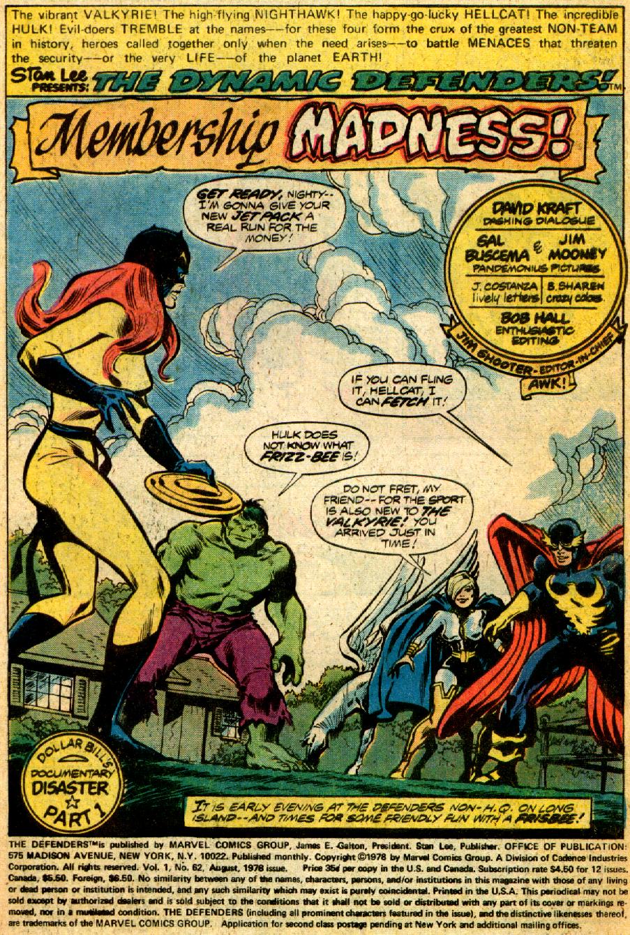 Read online The Defenders (1972) comic -  Issue #62 - 2