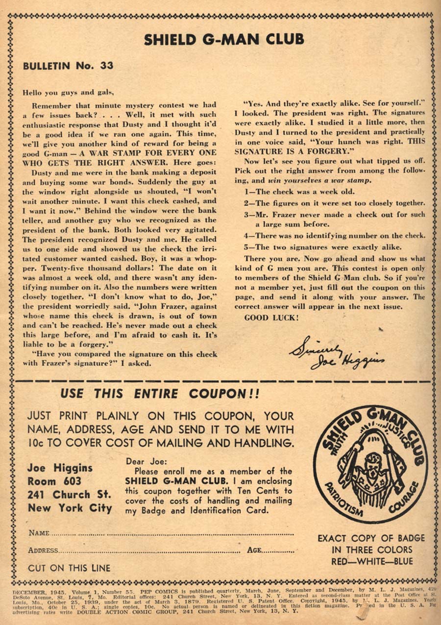 Read online Pep Comics comic -  Issue #55 - 3