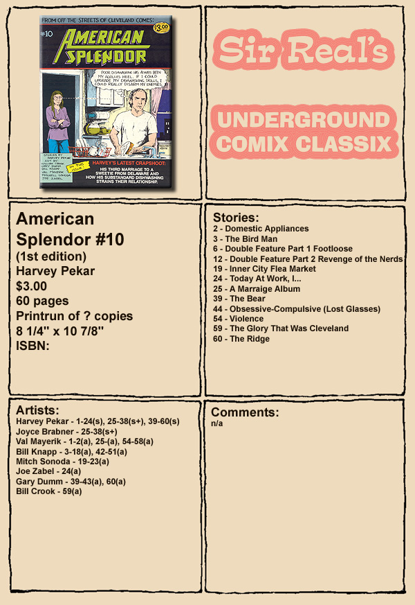 Read online American Splendor (1976) comic -  Issue #10 - 1