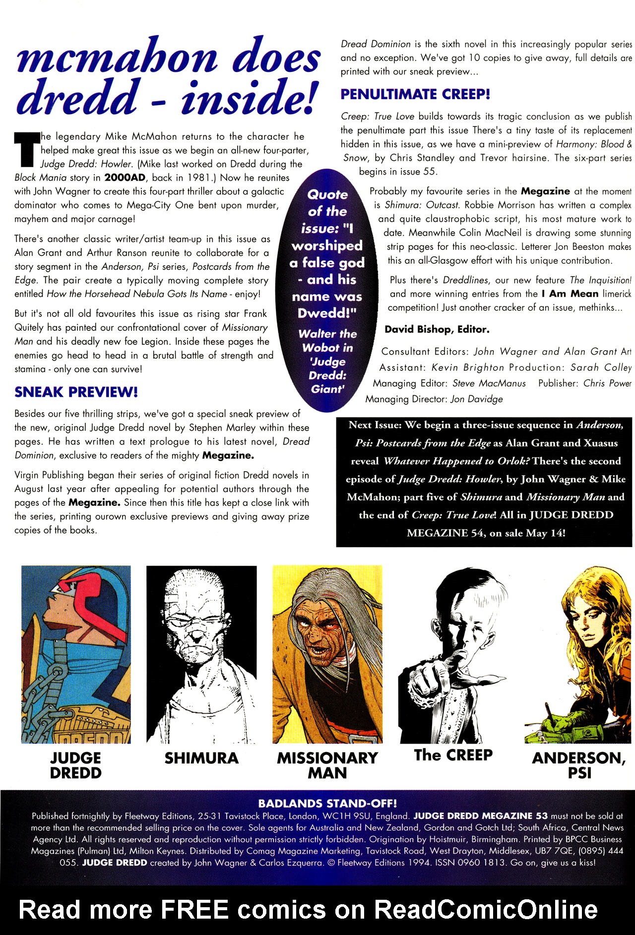 Read online Judge Dredd: The Megazine (vol. 2) comic -  Issue #53 - 2
