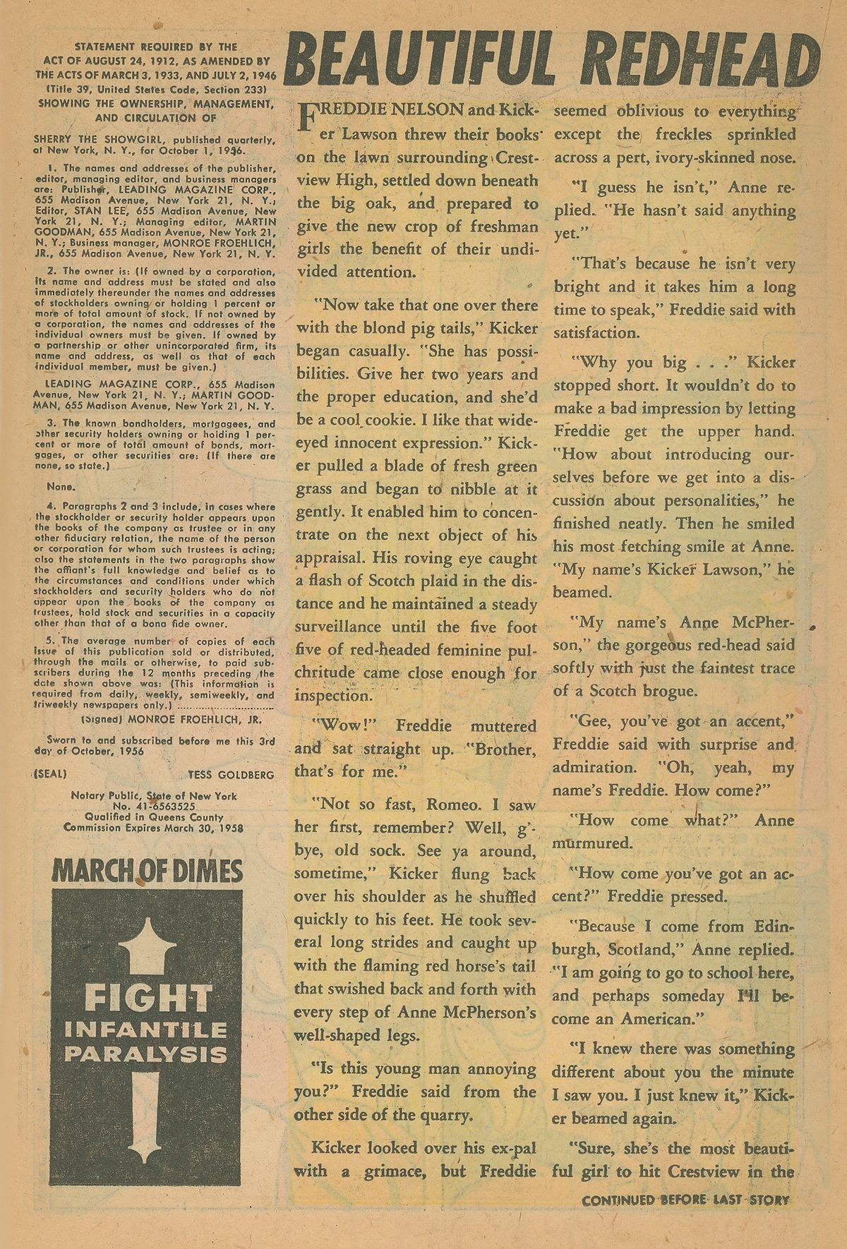 Read online Sherry the Showgirl (1957) comic -  Issue #5 - 22