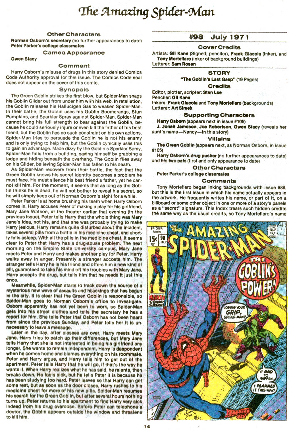 Read online The Official Marvel Index to The Amazing Spider-Man comic -  Issue #4 - 16
