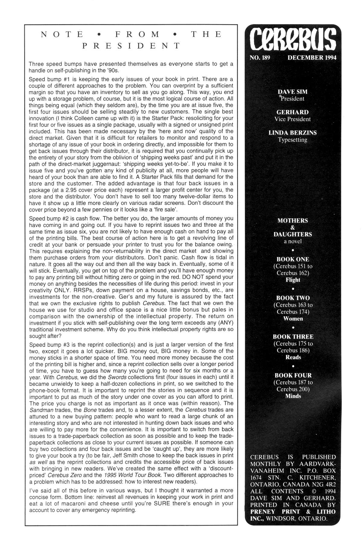 Cerebus Issue #189 #188 - English 2